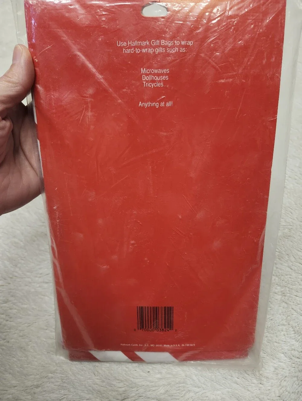 •Vintage Hallmark Striped Print Christmas Plastic Gift Bag 40